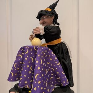 Vintage Witch with Purple and Black Halloween Decoration